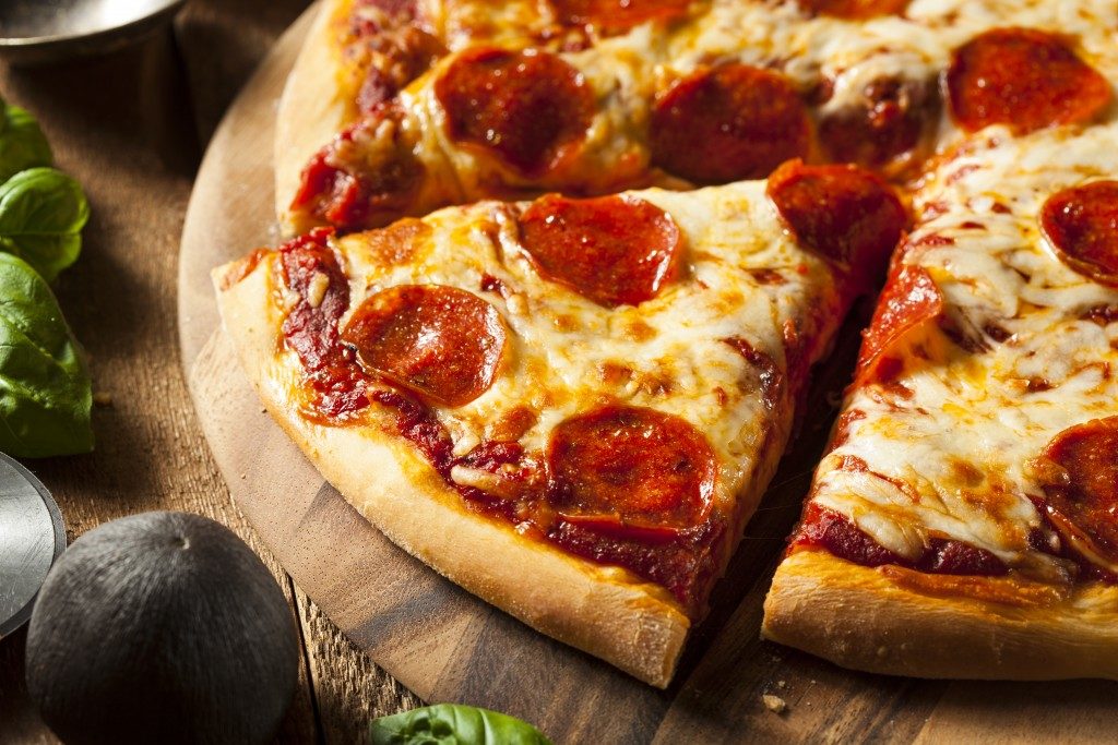 Pepperoni pizza slice close-up