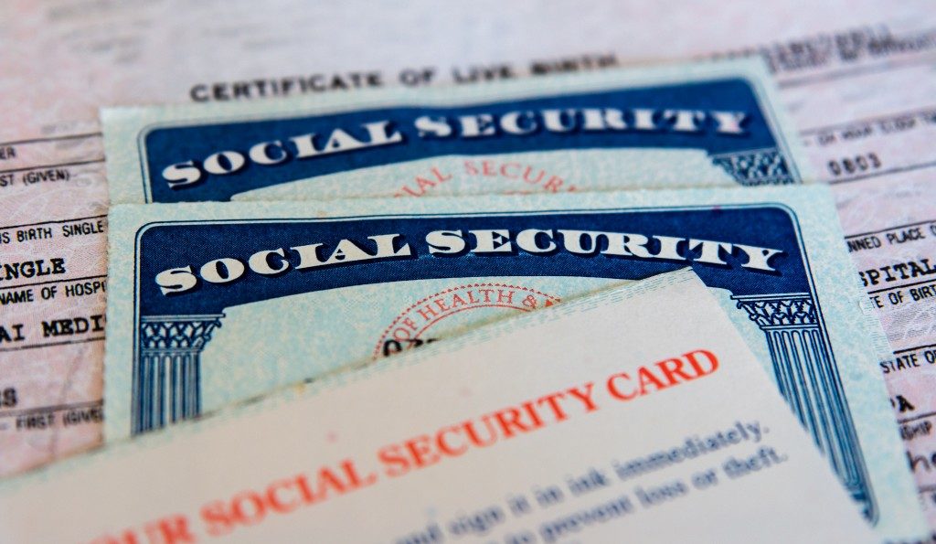 social security card and files