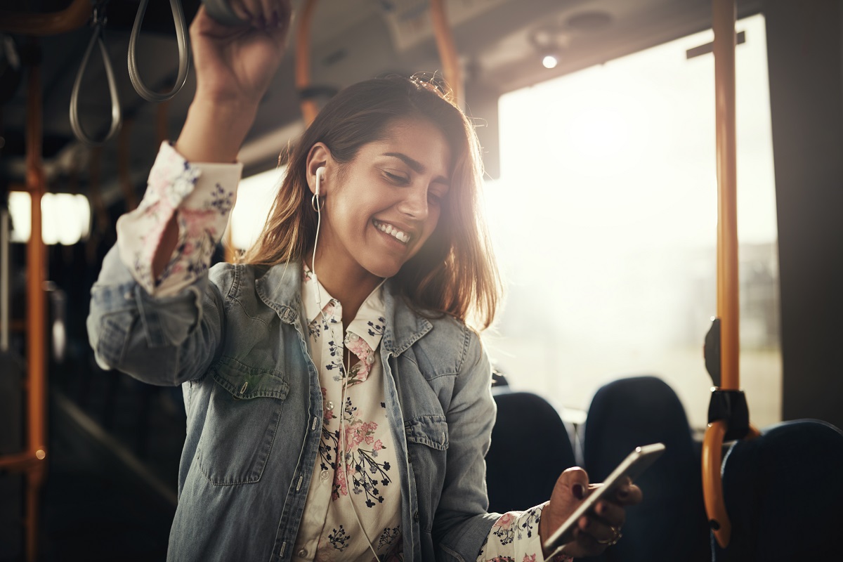 woman riding the bus