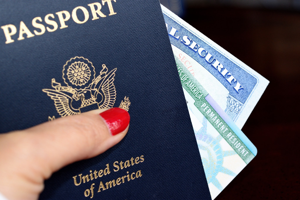 Lady holding her passport