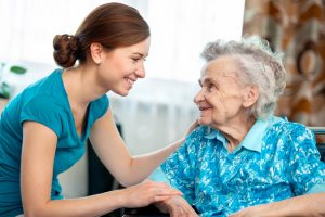 elderly woman with her daughter